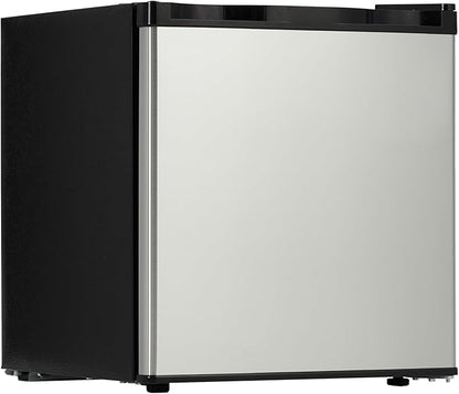 Mini Fridge with Freezer 1.7 Cu.Ft. Single Door Compact Fridge Adjustable Thermostat,Removable Glass Shelves,Ideal for Compact Spaces Bedroom Dorm,Silver