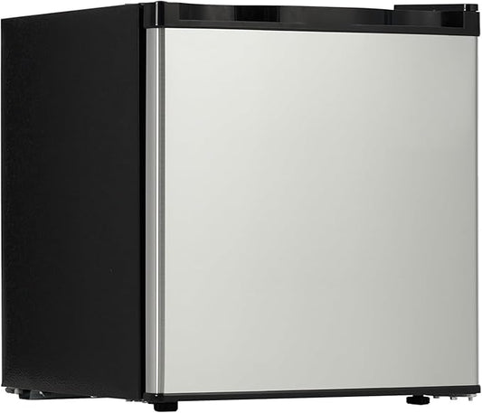 Mini Fridge with Freezer 1.7 Cu.Ft. Single Door Compact Fridge Adjustable Thermostat,Removable Glass Shelves,Ideal for Compact Spaces Bedroom Dorm,Silver