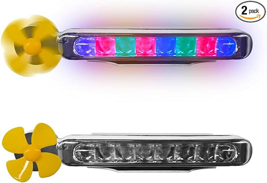 2PCS Wind Powered Car Lights, 8 LED Bead Self-Adhesive Automotive Grille Light, Universal Wind Energy Vehicle Exterior Ambient Lamp Decoration for Most Cars, Motorcycles (Colorful)