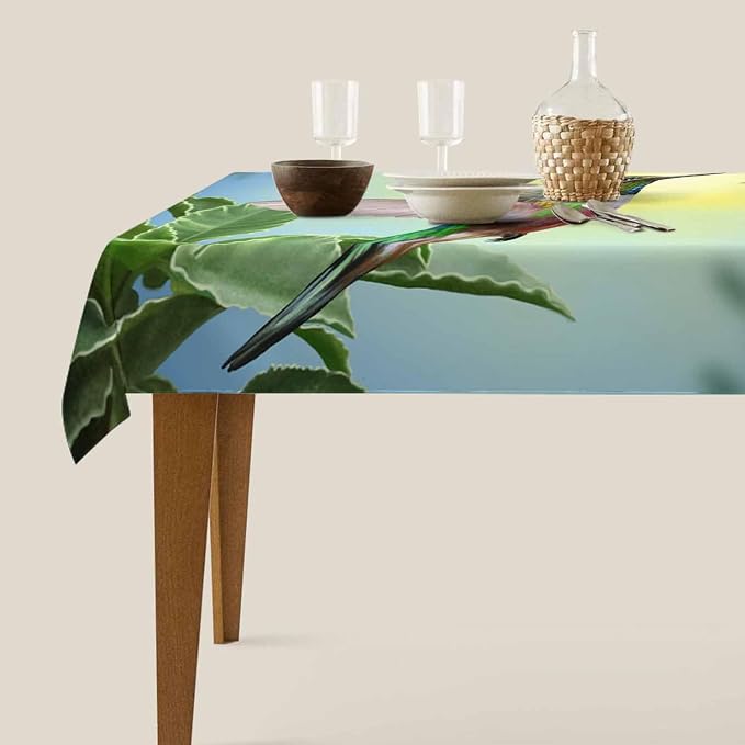 TKS MITLAN Tablecloth Hummingbird Table Cloth Rectangle Table 60 x 84 Inch Spring Flowers Humming Bird Kitchen Decorations for Home Dinner Party