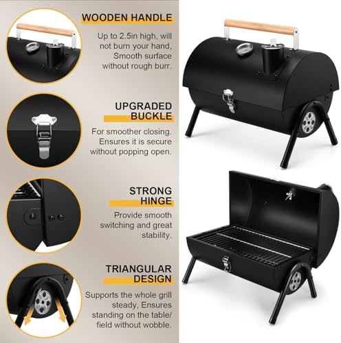 Joyfair Portable Charcoal Grill Set & Charcoal Chimney Starter, Small Tabletop Barbecue Grill with Accessories Tools for Outdoor Camping BBQ Grilling Backyard Party Cooking, Heavy Duty