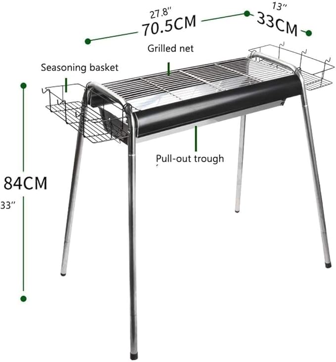 Charcoal Grill Portable BBQ Grill Large Charcoal Grill Folding Barbecue Grill Stainless Steel Camping Grill for Outdoor Picnic BBQ Grill(Gold)
