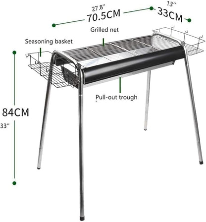 Outdoor Picnic Portable BBQ Grill Large Charcoal Grill Folding Barbecue Grill Stainless Steel Camping Grill for Outdoor Picnic Outdoor Grill(Red)