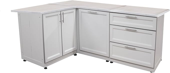 Blue Sky Outdoor Living White Shaker 3-Piece Outdoor Kitchen Combo Set 12 – Modular Weatherproof Storage Cabinets