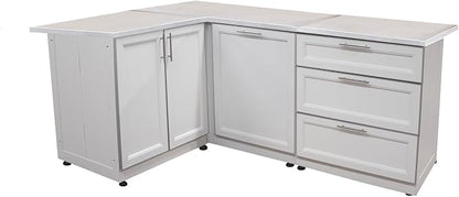 Blue Sky Outdoor Living White Shaker 3-Piece Outdoor Kitchen Combo Set 12 – Modular Weatherproof Storage Cabinets
