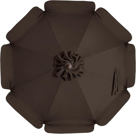 MASTERCANOPY Valance Patio Umbrella 10 ft Replacement Canopy for 8 Ribs-Brown Canopy Only