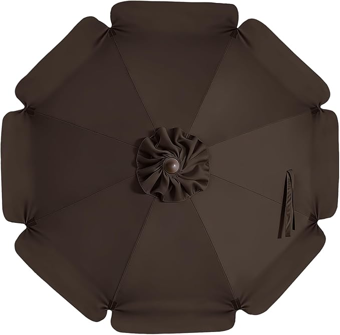 MASTERCANOPY Valance Patio Umbrella 9 ft Replacement Canopy for 8 Ribs-Brown Canopy Only
