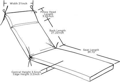 QILLOWAY Outdoor Chaise Lounge Cushion,All Weather High-Density Foam Recliner Chairs Replacement Cushions,Tan,Gray.