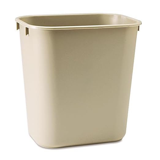 Rubbermaid Commercial Products Receptacle Wastebasket, 3.25-Gallon/12-Quart, Beige, Plastic, Garbage Can for Home/Office, Fits Under Desk/Sink/Cabinet