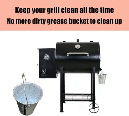 25 Pack Grease Bucket Liner for Pit Boss Grills 67292 Foil, Smoker Drip Pan for Traeger Woodridge Pro Pellet Grills and Flatrock Timberline XL Ironwood Grease Bucket Liner Large BAC608 6.2”x 6.0”