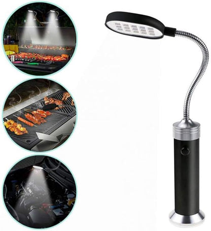 BBQ LED Lights Up Grill Lamp Adjustable Superb Bright 360° for Artisans Working Reading Camping Aluminum Alloy Material (Black)