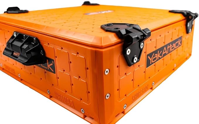 YakAttack ShortStak Solo Storage Box - Size & Color Options | Standalone Low-Profile Crate with Lid, Hinges & Latches | GridLoc Mounting Panels | Slider Feet for Under-Seat Use | Made in USA