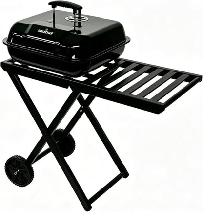 Portable Charcoal Grill, Tabletop BBQ Grill, Foldable Camping Grill, Outdoor Grill for Picnic, Tailgating, Travel, Porcelain-Enamel Grates, Adjustable Air Vent