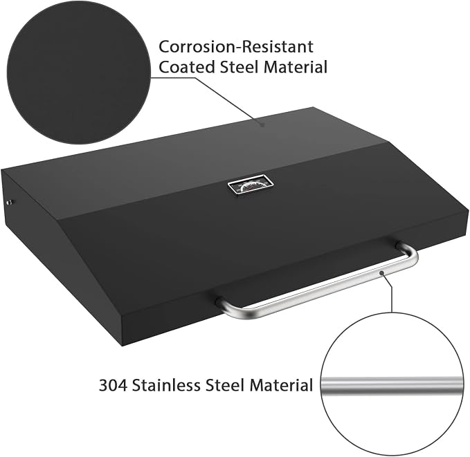 Upgrade Hinged Lid w/Thermometer for Blackstone 28'' Griddle Hard Cover Flat Top Lid for Blackstone 1517 1605 1853 1856 1839 2145 1803 1885 1983 2094 28" Griddle Cover