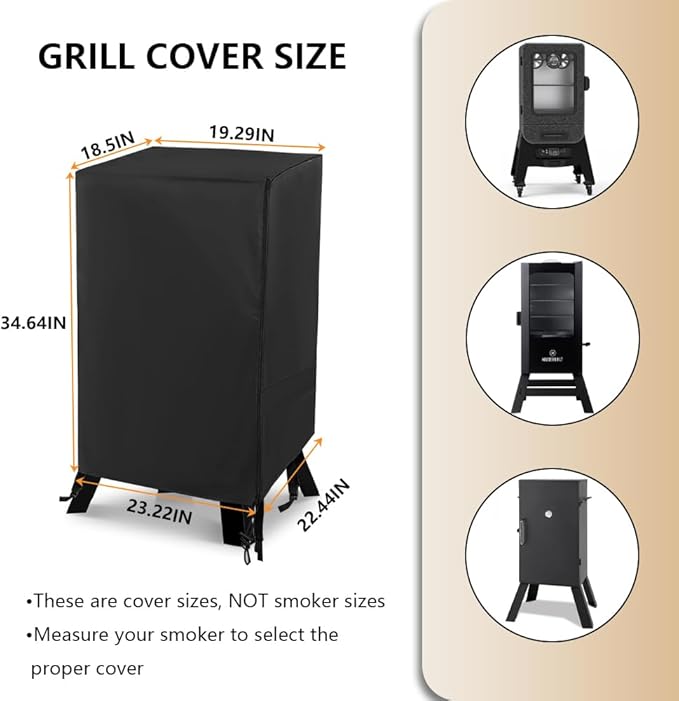 30 Inch Electric Smoker Cover for Masterbuilt and Pit Boss 2 Series Smokers, Heavy Duty Waterproof Vertical Smoker BBQ Grill Cover, All Weather Resistant,Moisture-Proof、Breathable