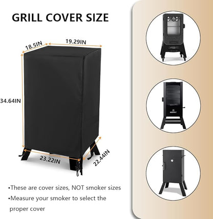 30 Inch Electric Smoker Cover for Masterbuilt and Pit Boss 2 Series Smokers, Heavy Duty Waterproof Vertical Smoker BBQ Grill Cover, All Weather Resistant,Moisture-Proof、Breathable