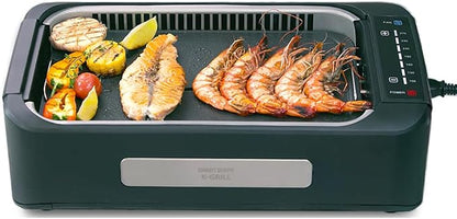 SMART BERRY 3 in 1 Smokeless Electric Indoor Grill, Nonstick Grill/Griddle Plates, hot pot, Glass Lid, Portable Korean BBQ Grill with 7-Level Control, HOT POT set Black