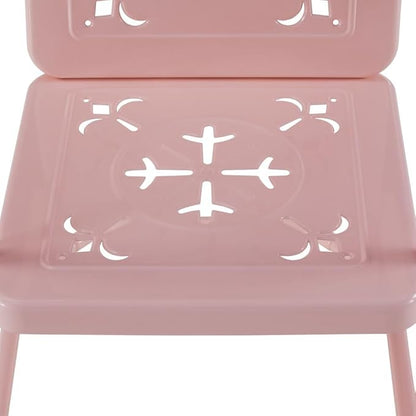 Crosley Furniture Azalea 2-Piece Outdoor Chair Set, Vintage Retro Metal Patio Chairs for Dining, Porch, Deck, Pastel Pink Gloss