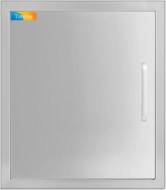 Treshin Outdoor Kitchen Door 18" W x 20" H, Single BBQ Access Doors | Stainless Steel Door with Magnetic Closure & Hooks, Flush Mount for Grill Island, Outdoor Kitchens, BBQ Station