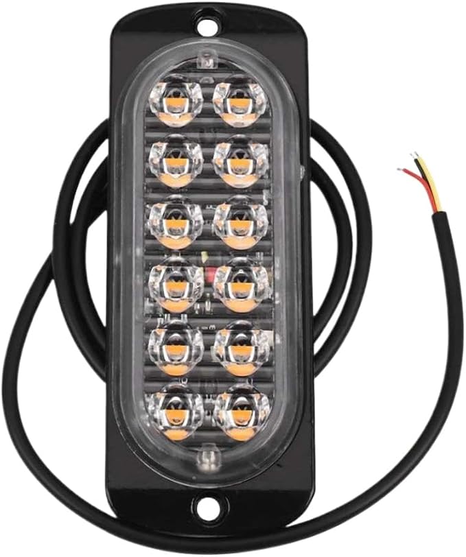 4 Pcs 12 Led Amber Flashing Recovery Strobe Light Orange Grill Breakdown Fog Beacon