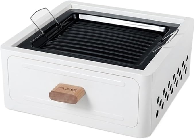 Multi-functional Camping Stove BBQ Charcoal Grill Portable Burner Outdoor Camp Picnic(White A2)