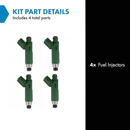 TRQ Fuel Injector Set | For 2000-2002 Chevrolet Prizm 2003-2004 Pontiac Vibe 2000-2005 Toyota Celica 2000-2004 Corolla 2003-2006 Matrix MR2 Spyder