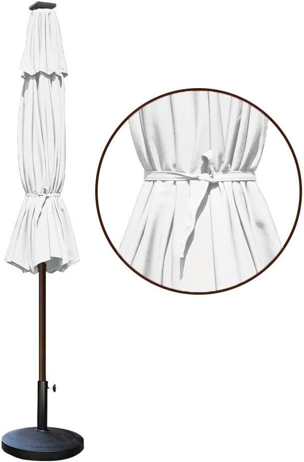 EliteShade USA 10-Year-Non-Fading 9ft Market Patio Umbrella, Commercial Grade Table Sun Umbrella with 80 Solar LED Lights, Crank Open, Windproof & UPF 50+ UV Protection for Garden, Deck, Pool, Backyard, White