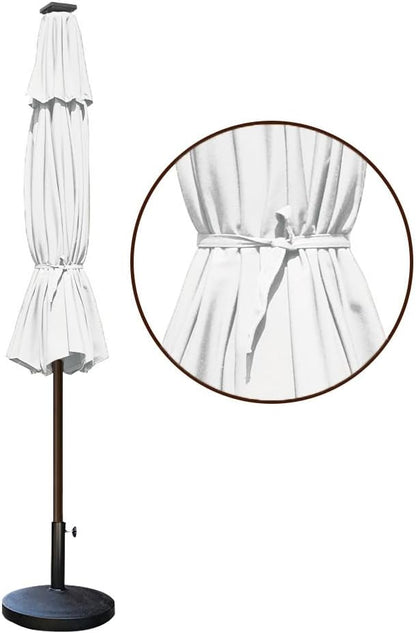 EliteShade USA 10-Year-Non-Fading 9ft Market Patio Umbrella, Commercial Grade Table Sun Umbrella with 80 Solar LED Lights, Crank Open, Windproof & UPF 50+ UV Protection for Garden, Deck, Pool, Backyard, White
