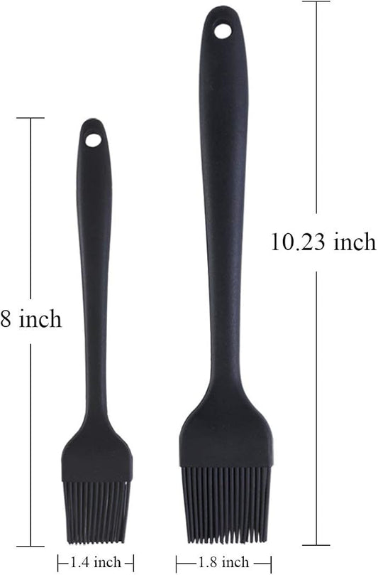 2 Pack Heat Resistant Silicone Basting Brush,Black Long Handle Pastry Brush for Grilling, Baking, BBQ and Cooking