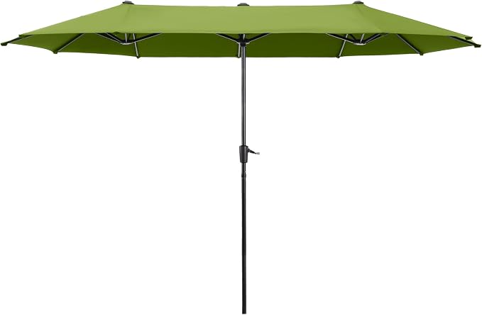 HERA'S PALACE 13 ft Large Patio Umbrella, Double-Sided Twin, Outdoor Market Umbrella with Crank Handle, Powerful UV Protective, Lime