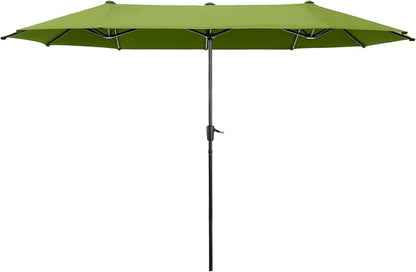 HERA'S PALACE 13 ft Large Patio Umbrella, Double-Sided Twin, Outdoor Market Umbrella with Crank Handle, Powerful UV Protective, Lime