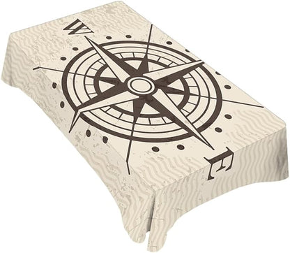 TKS MITLAN Tablecloth Compass Table Cloth Rectangle Table 60 x 84 Inch Vintage Wind Road Map E N W S Direction Adventure Travel Kitchen Decorations for Home Dinner Party
