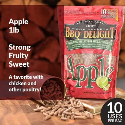 BBQr's Delight Wood Smoking Pellets - Super Smoker Variety Value Pack - 1 Lb. Bag - Apple, Hickory, Mesquite, Cherry, and Pecan