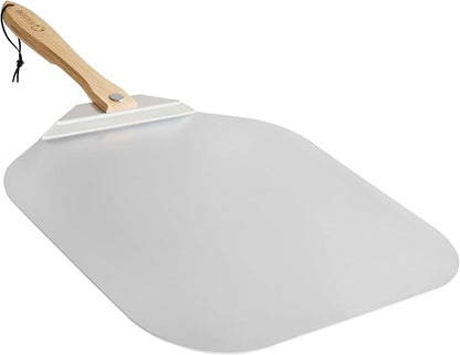 Chef Pomodoro Aluminum Metal Pizza Peel 18 Inch, Foldable Wood Handle | Pizza Paddle & Spatula for Bread, Pastries, Oven or Grill; Foldable for Easy Storage; 18x20 in Aluminum Board