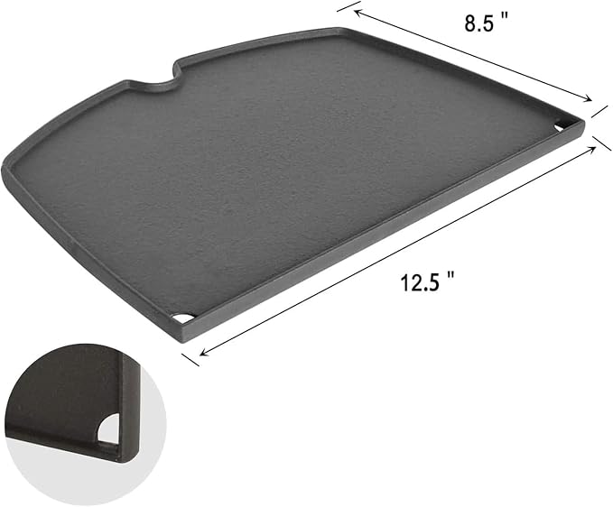 SHINESTAR 6558 Cast Iron Cooking Griddle for Weber Q100, Q1000, Q120, Q1200, Q140, Q1400 Series Gas Grills, Porcelain Enameled Griddle Plate Replacement Parts, 12.6 x 8.6 Inches