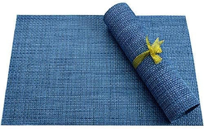Zupro Placemats Set of 4 for Kitchen Dining Table Washable Braided Table Mats Heat-Resistant Placemats Non-Slip Woven PVC Vinyl Place Mats for Everyday use or Holidays Dinner BBQs 18"x12" (Hemp Blue)