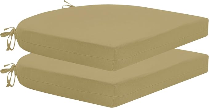 HARBOREST Outdoor Chair Cushions Set of 2, Water Resistant Patio Chair Cushions with Ties, Outdoor Seat Cushions for Patio Furniture, 17"x16"x2", Khaki