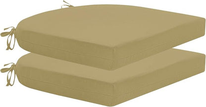 HARBOREST Outdoor Chair Cushions Set of 2, Water Resistant Patio Chair Cushions with Ties, Outdoor Seat Cushions for Patio Furniture, 17"x16"x2", Khaki