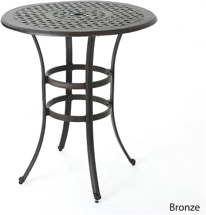 Christopher Knight Home Alfresco Outdoor 37" Cast Aluminum Round Bar Table, Bronze
