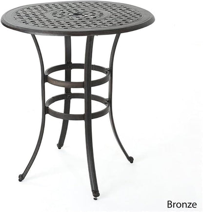 Christopher Knight Home Alfresco Outdoor 37" Cast Aluminum Round Bar Table, Bronze