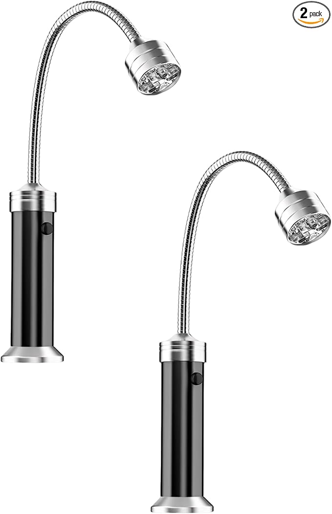 BBQ Grill Light with Attachment Force Base, 9 LED, 360 Degree Flexible Gooseneck, Portable Plastic Case Included, Black, for Grilling, Repairing, Camping, 7.1 x 4.7 x 1.8 in / 18 x 12 x 4.6 cm