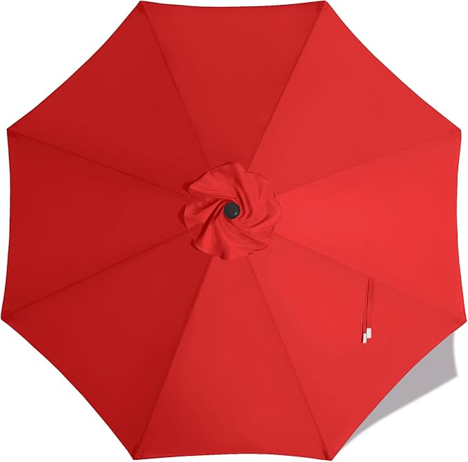 MASTERCANOPY Patio Umbrella 10 ft Replacement Canopy for 8 Ribs-Red Canopy Only