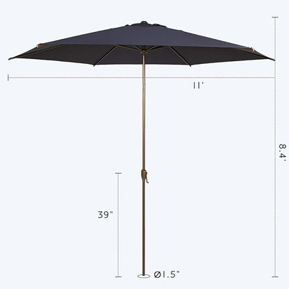 Abba Patio 11FT Outdoor Patio Umbrella Outdoor Table Umbrella with Crank Market Umbrella 6 Sturdy Ribs UV Protection Waterproof and Push Button Tilt for Garden Deck Backyard Pool,Dark Blue