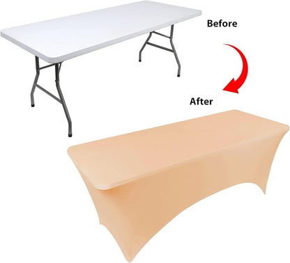 BDDC 8ft Stretch Spandex Fitted Table Cloth for 8 Foot Tables | GRS-Certified Eco-Friendly Fabric, Elastic Fit Rectangle Tablecloth, Washable, Wrinkle-Free, For Events & Parties