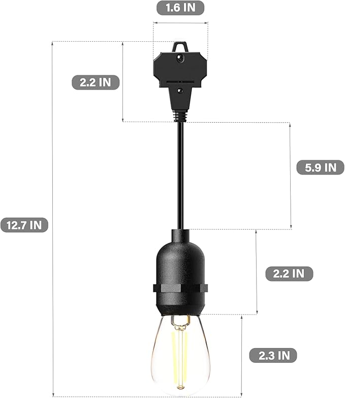 GOODSMANN LED Low Voltage String Lights 12V AC 50FT 10PCS 2W Bulbs 135 Lumens Hanging Landscape Lighting 2800K String Weatherproof Decorative Light for Patio Light