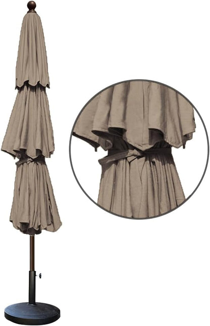 EliteShade USA 10-Year-Non-Fading 9ft 3-Tier Market Patio Umbrella, Commercial Grade Outdoor Table Umbrella with Crank Open, Windproof & UPF 50+ UV Protection, Heavy Duty Ventilation for Garden, Deck, Pool, Backyard, Beach & Bistro, Mushroom