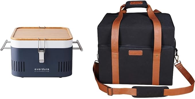 Everdure CUBE Portable Charcoal Grill + Carrying Bag Bundle | Portable Tabletop BBQ Grill