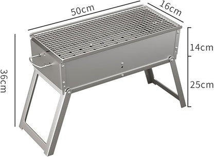 Charcoal BBQ Grill, Foldable Portable Tabletop Barbeque, Barbecue for Camping Hiking Garden Party Festivals Picnic,50x16cm