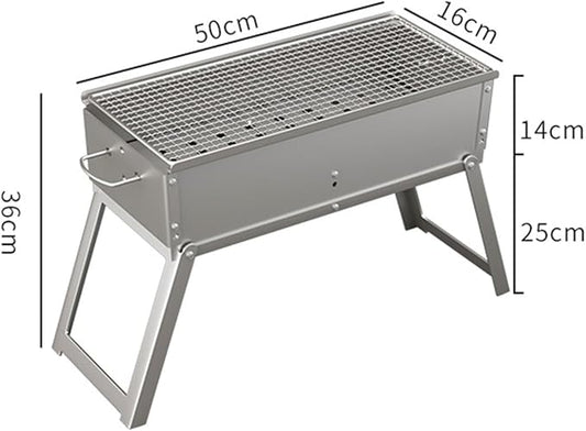 Charcoal BBQ Grill, Foldable Portable Tabletop Barbeque, Barbecue for Camping Hiking Garden Party Festivals Picnic,50x16cm