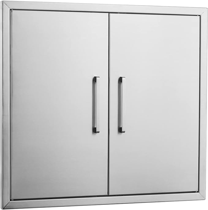 Outdoor Kitchen Doors Stainless Steel,26" W by 24" H Double Access Door,Flush Mount for Outdoor Kitchen and BBQ Island